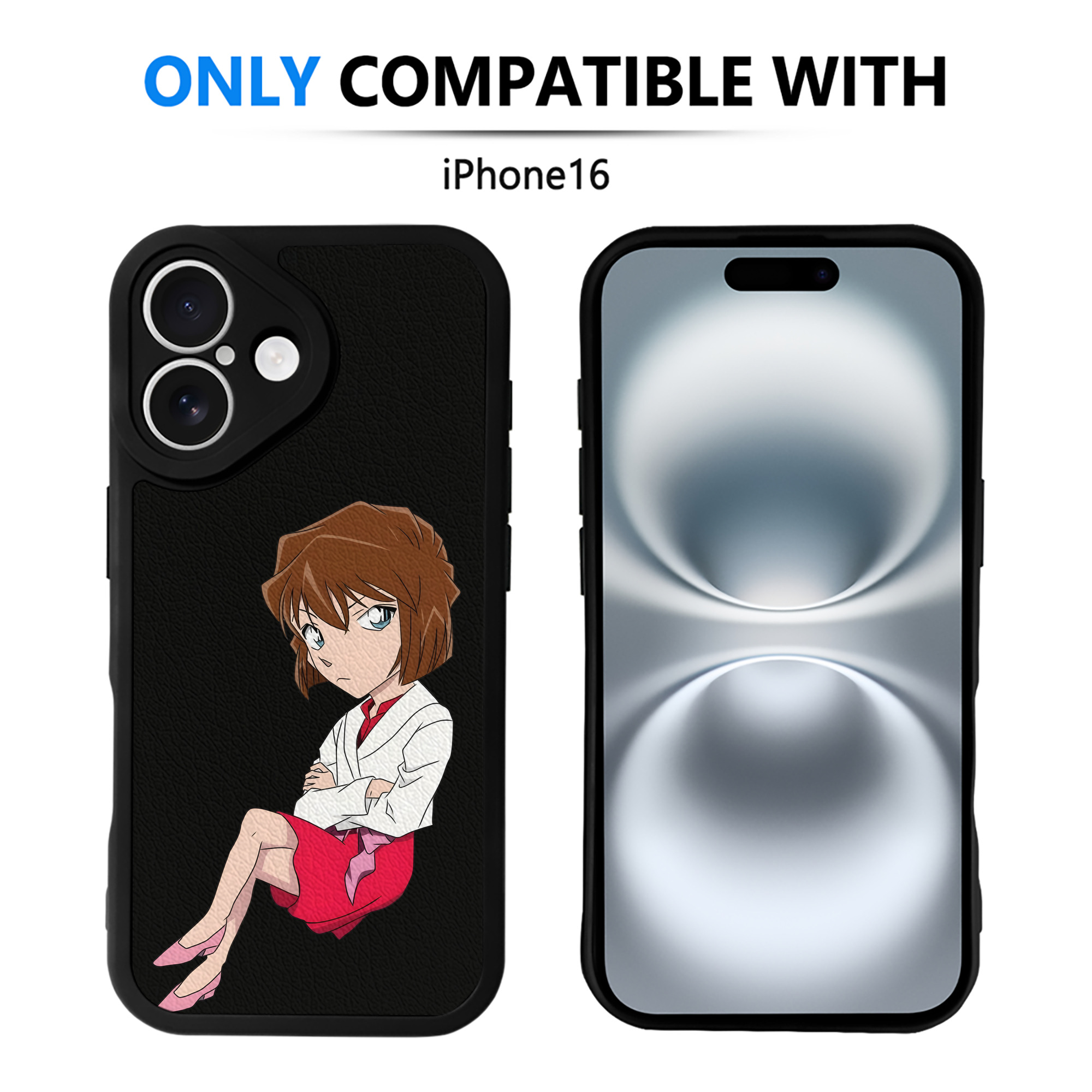 （画像用） 名探偵コナン 灰原 哀 はいばら あい Detective Conan Anita Hailey、Vi Graythorn Haibara Ai 【iPhone 16シリーズ対応】シリコンスマホケース（レザー調） 材質：シリコン